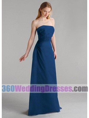 Sheath Strapless No Waist/Princess Seams Long Chiffon Blue Bridesmaid Dresses