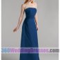 Sheath Strapless No Waist/Princess Seams Long Chiffon Blue Bridesmaid Dresses