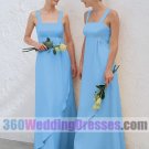 Sheath Scoop Empire Waist Tank Long Chiffon Blue Bridesmaid Dresses
