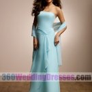 Sheath Strapless Basque Waist Chiffon Blue Bridesmaid Dresses