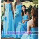 Sheath Strapless Natural Waist Chiffon Blue Bridesmaid Dresses