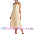 Sheath Strapless No Waist/Princess Seams Tea Length Chiffon Champagne Bridesmaid Dresses