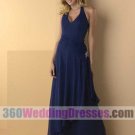 A-Line Halter Natural Waist Tank Long Chiffon Blue Bridesmaid Dresses