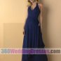 A-Line Halter Natural Waist Tank Long Chiffon Blue Bridesmaid Dresses