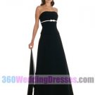 A-Line Strapless Empire Waist Long Chiffon Black Bridesmaid Dresses