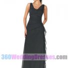 A-Line Jewel Empire Waist Tank Long Chiffon Black Bridesmaid Dresses