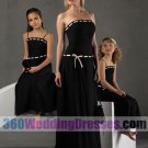 Sheath Strapless Dropped Waist Long Chiffon Black Bridesmaid Dresses