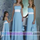 Sheath Scoop Natural Waist Spaghetti Straps Long Chiffon Blue Bridesmaid Dresses