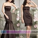 Mermaid Strapless Natural Waist Satin Chocolate Bridesmaid Dresses