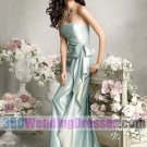 Sheath Strapless No Waist/Princess Seams Satin Blue Bridesmaid Dresses
