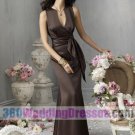 Sheath V-Neck Natural Waist Tank Satin Chocolate Bridesmaid Dresses