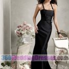 Sheath Strapless Natural Waist Satin Black Bridesmaid Dresses