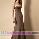 A-Line Strapless Dropped Waist Long Satin Elegant Bridesmaid Dresses