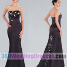 Mermaid Strapless No Waist/Princess Seams Long Satin Black Bridesmaid Dresses