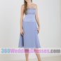 Sheath Strapless Dropped Waist Long Satin Blue Bridesmaid Dresses