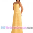Sheath Strapless No Waist/Princess Seams Long Satin GoldYellow Bridesmaid Dresses