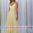 A-Line V-Neck Spaghetti Straps Tea Length Chiffon Bridesmaid Dresses