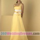 A-Line Scoop Natural Waist Tank Long Satin GoldYellow Bridesmaid Dresses