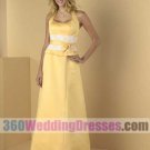 A-Line Halter Natural Waist Tank Long Satin GoldYellow Bridesmaid Dresses