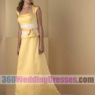A-Line Jewel Empire Waist Cap Sleeves Long Satin GoldYellow Bridesmaid Dresses
