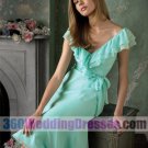 A-Line V-Neck Natural Waist Cap Sleeves Tea Length Organza Cheap Bridesmaid Dresses