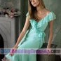 A-Line V-Neck Natural Waist Cap Sleeves Tea Length Organza Cheap Bridesmaid Dresses