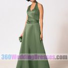 A-Line Halter Dropped Waist Satin Green Bridesmaid Dresses