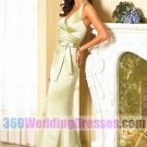Sheath Halter Natural Waist Satin Green Bridesmaid Dresses