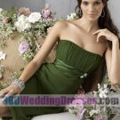 A-Line Strapless Empire Waist Tea Length Chiffon Cheap Bridesmaid Dresses