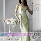 Sheath Scoop Natural Waist Satin Green Bridesmaid Dresses
