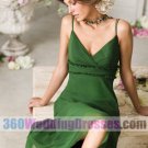 A-Line V-Neck Empire Waist Spaghetti Straps Tea Length Chiffon Cheap Bridesmaid Dresses
