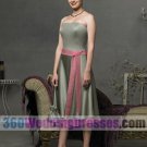 A-Line Strapless Natural Waist Tea Length Satin Cheap Bridesmaid Dresses