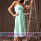 A-Line Strapless Empire Waist Tea Length Organza Cheap Bridesmaid Dresses