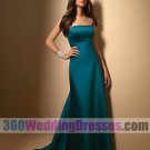 Sheath Strapless Empire Waist Long Satin Green Bridesmaid Dresses