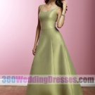 A-Line Scoop Natural Waist Tank Satin Green Bridesmaid Dresses