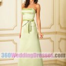 Sheath Strapless Natural Waist Satin Green Bridesmaid Dresses