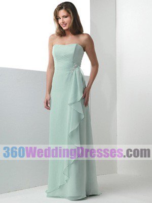 Sheath Strapless No Waist/Princess Seams Long Chiffon Bridesmaid Dresses