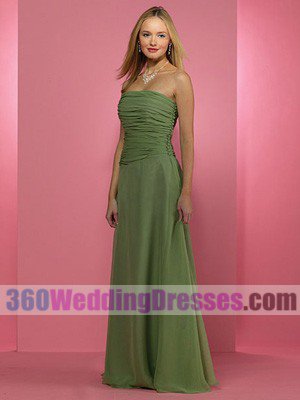 Sheath Strapless No Waist/Princess Seams Long Chiffon Bridesmaid Dresses