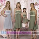 A-Line Strapless Empire Waist Short Pleated Chiffon Bridesmaid Dresses