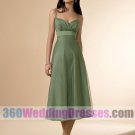 A-Line Scoop Empire Waist Tea Length Organza Cheap Bridesmaid Dresses