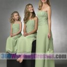 Sheath Strapless Natural Waist Long Ruched Chiffon Bridesmaid Dresses