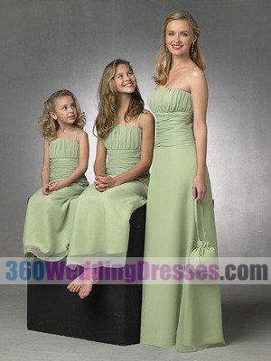Sheath Strapless Natural Waist Long Ruched Chiffon Bridesmaid Dresses