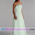 A-Line Strapless No Waist/Princess Seams Long Satin Green Bridesmaid Dresses