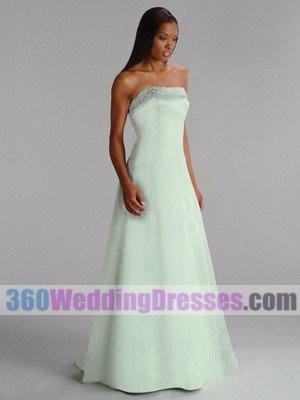 A-Line Strapless No Waist/Princess Seams Long Satin Green Bridesmaid Dresses