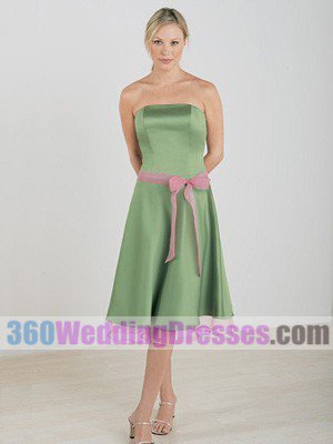 A-Line Strapless Dropped Waist Short Satin Cheap Bridesmaid Dresses