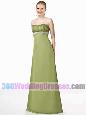 A-Line Strapless Empire Waist Long Chiffon Bridesmaid Dresses
