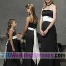 Sheath Strapless Empire Waist Satin Black Bridesmaid Dresses