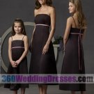 A-Line Strapless Empire Waist Spaghetti Straps Tea Length Satin Cheap Bridesmaid Dresses