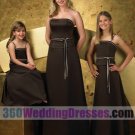 A-Line Strapless Natural Waist Spaghetti Straps Satin Chocolate Bridesmaid Dresses