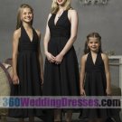 A-Line Halter Empire Waist Tea Length Chiffon Black Bridesmaid Dresses